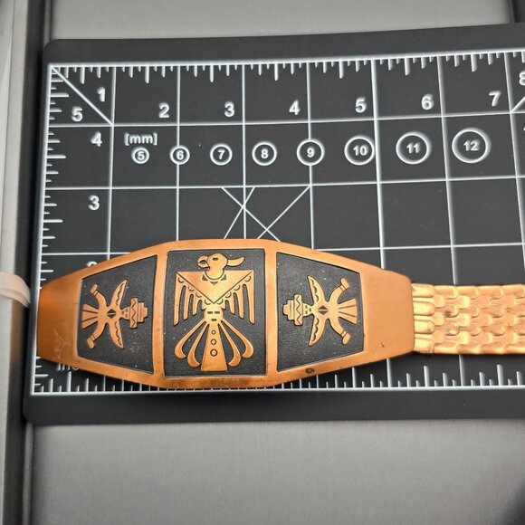 VTG Solid Copper Thunderbird Buckle w/ Stretch Belt 31" Native American Style - Picture 10 of 13
